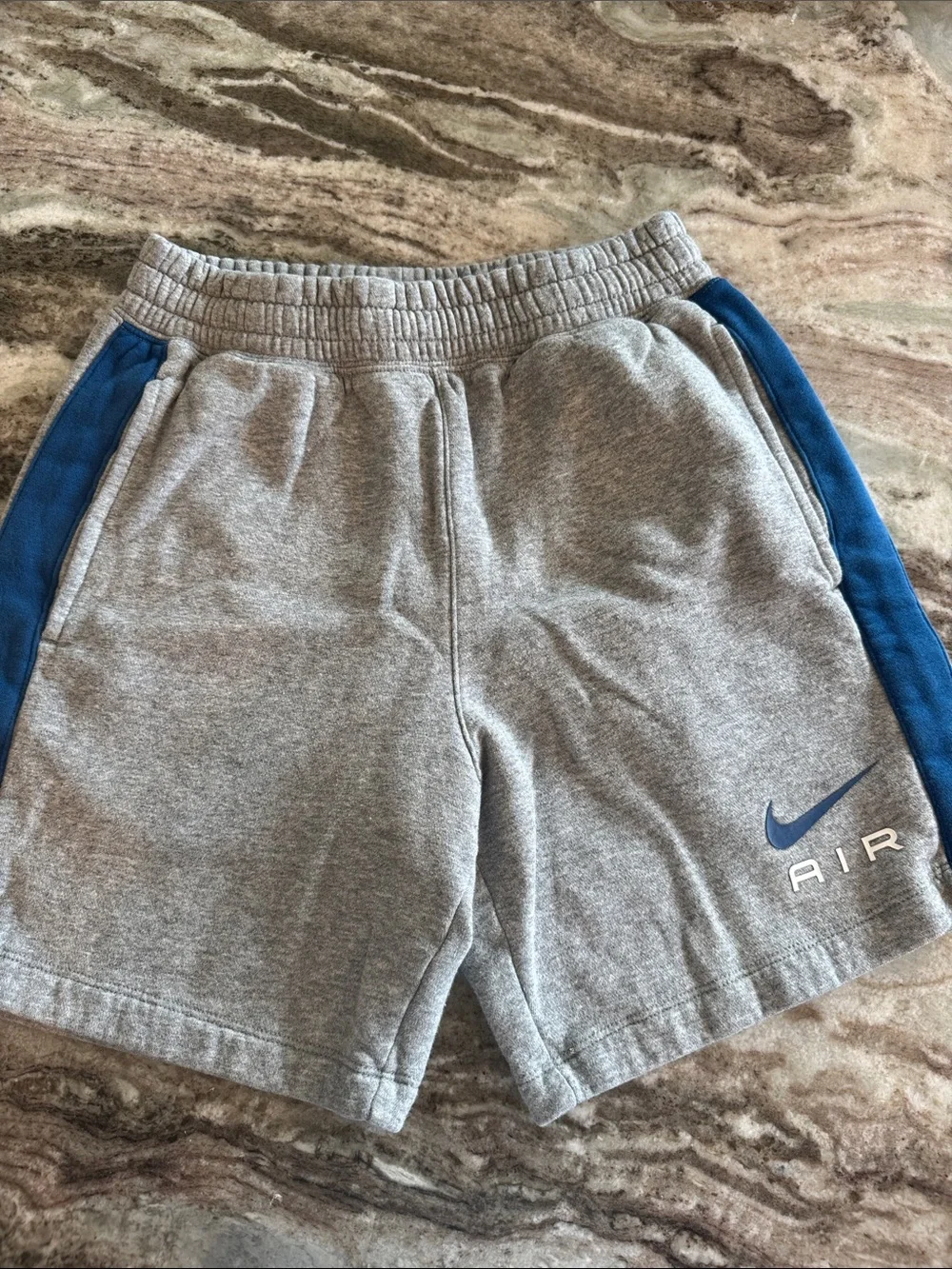 Nike Kids Gray Tee with Blue Air Logo and Royal Blue Shorts